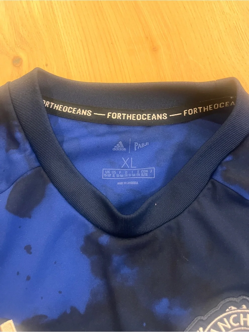 adidas Kids Blue and Black Manchester United AON Training Top